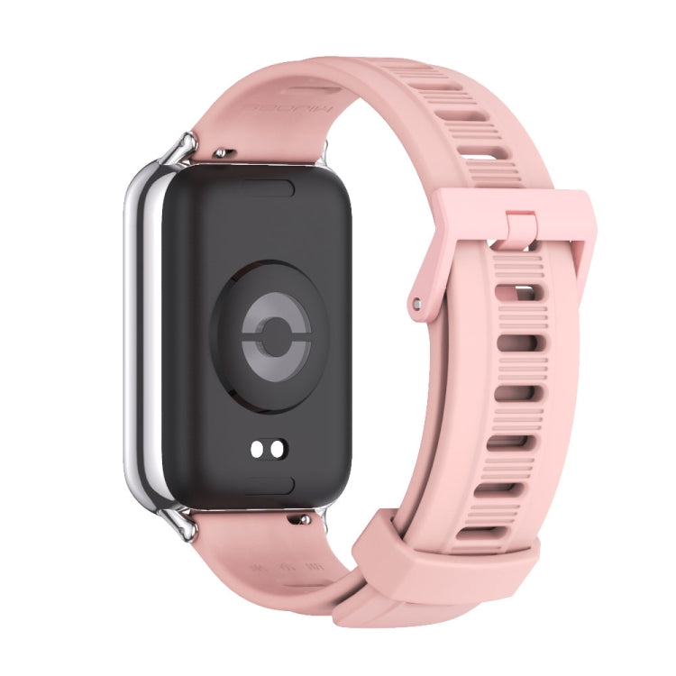 For Redmi Watch 6 / 5 / Xiaomi Band 9 Pro Mijobs Flat Hole Breathable Silicone Watch Band(Pink+Silver)