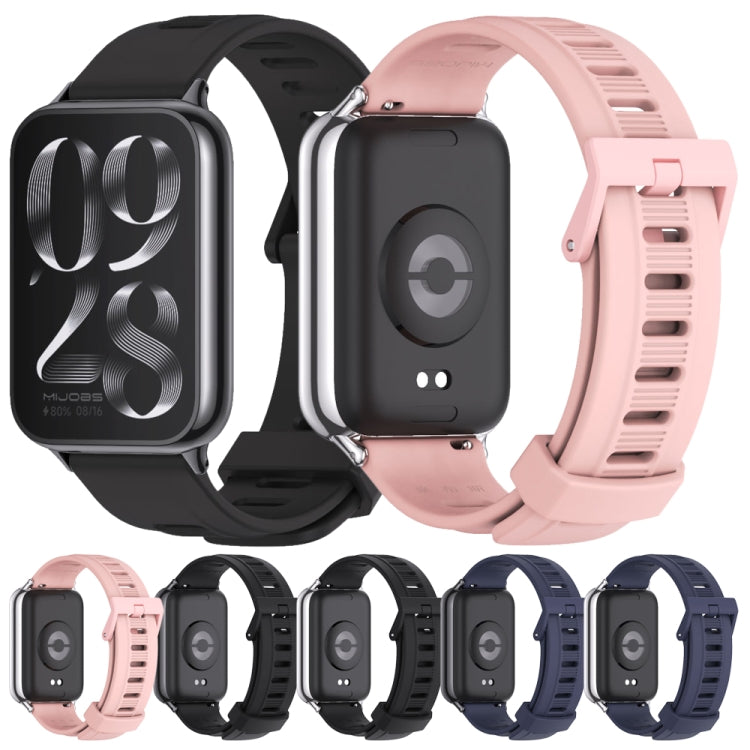 For Redmi Watch 6 / 5 / Xiaomi Band 9 Pro Mijobs Flat Hole Breathable Silicone Watch Band(Black+Silver)