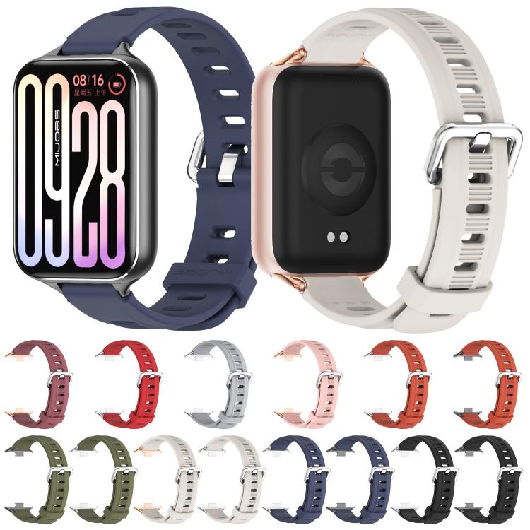 For Xiaomi Band 10 Pro / Redmi Watch 6 / 5 Mijobs Flat Hole Breathable Silicone Watch Band(Midnight Blue Silver)