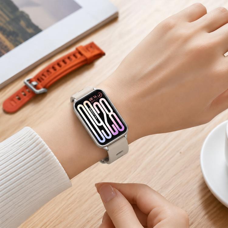 For Xiaomi Band 10 Pro / Redmi Watch 6 / 5 Mijobs Flat Hole Breathable Silicone Watch Band(Black Silver)