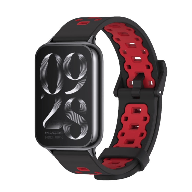 For Redmi Watch 6 / 5 / Xiaomi Band 9 Pro Mijobs Square Hole Breathable Silicone Watch Band(Black Red)