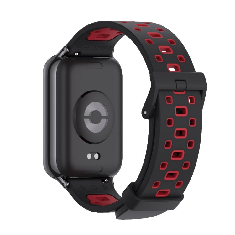 For Redmi Watch 6 / 5 / Xiaomi Band 9 Pro Mijobs Square Hole Breathable Silicone Watch Band(Black Red)