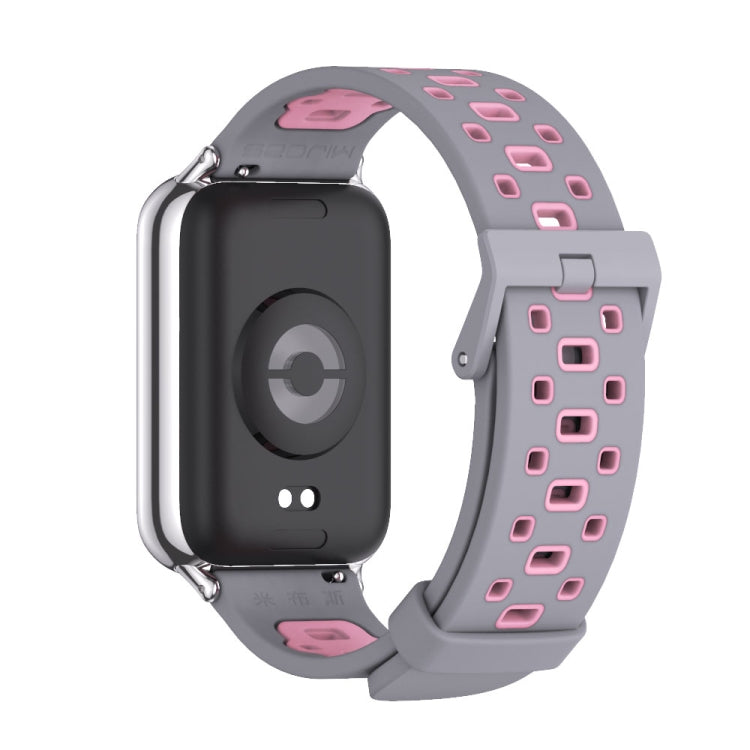 For Redmi Watch 6 / 5 / Xiaomi Band 9 Pro Mijobs Square Hole Breathable Silicone Watch Band(Grey Pink)
