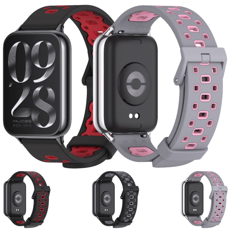 For Redmi Watch 6 / 5 / Xiaomi Band 9 Pro Mijobs Square Hole Breathable Silicone Watch Band(Black Grey)