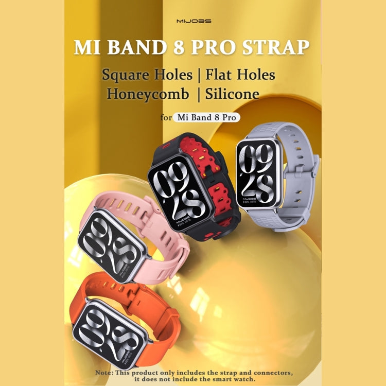For Redmi Watch 6 / 5 / Xiaomi Band 9 Pro Mijobs Square Hole Breathable Silicone Watch Band(Grey Pink)
