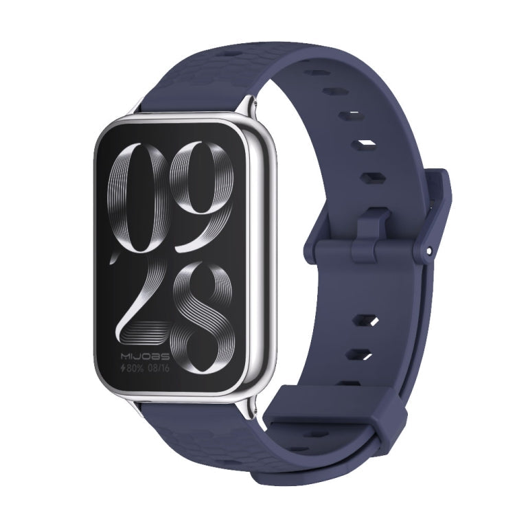 For Redmi Watch 6 / 5 / Xiaomi Band 9 Pro Mijobs Honeycomb Texture Silicone Watch Band(Midnight Blue Silver)