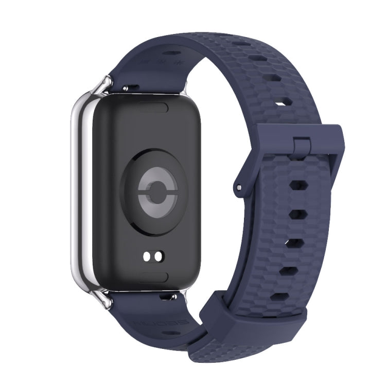 For Redmi Watch 6 / 5 / Xiaomi Band 9 Pro Mijobs Honeycomb Texture Silicone Watch Band(Midnight Blue Silver)