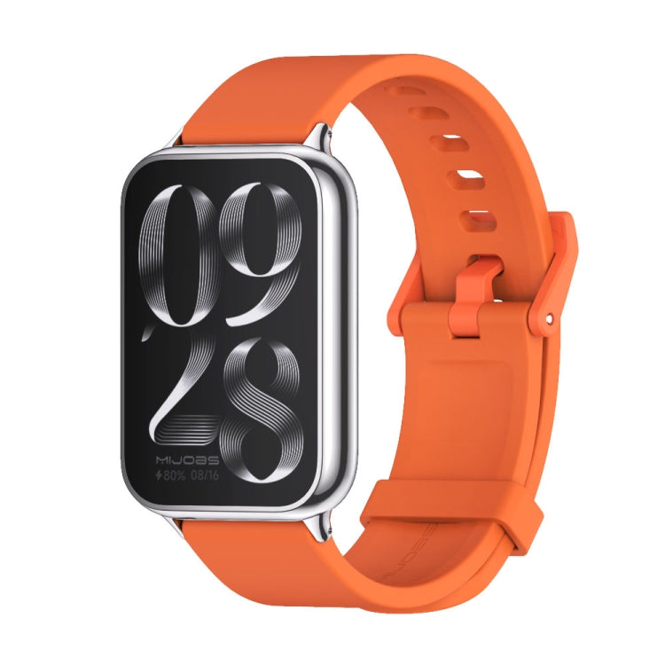 For Redmi Watch 6 / 5 / Xiaomi Band 9 Pro Mijobs Silicone Breathable Watch Band(Orange Silver)