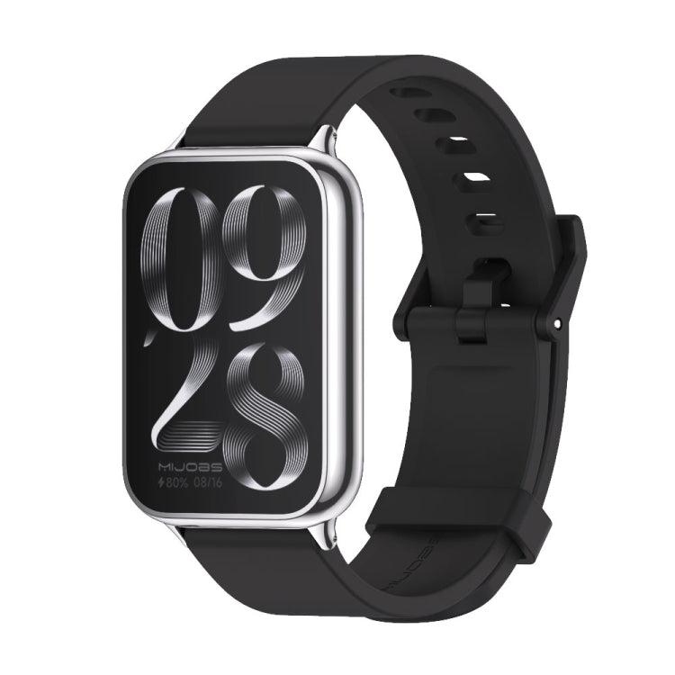 For Redmi Watch 6 / 5 / Xiaomi Band 9 Pro Mijobs Silicone Breathable Watch Band(Black Silver)