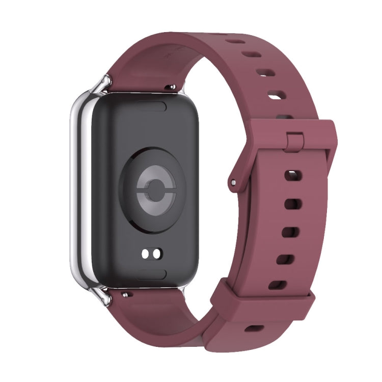 For Redmi Watch 6 / 5 / Xiaomi Band 9 Pro Mijobs Silicone Breathable Watch Band(Wine Red+Silver)