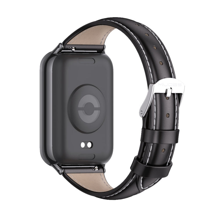 For Redmi Watch 6 / 5 / Xiaomi Band 9 Pro Mijobs Genuine Leather Slim Watch Band(Black)
