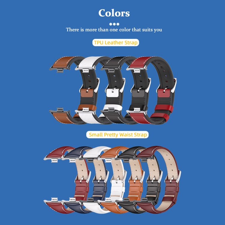 For Redmi Watch 6 / 5 / Xiaomi Band 9 Pro Mijobs Genuine Leather Slim Watch Band(Red Silver)