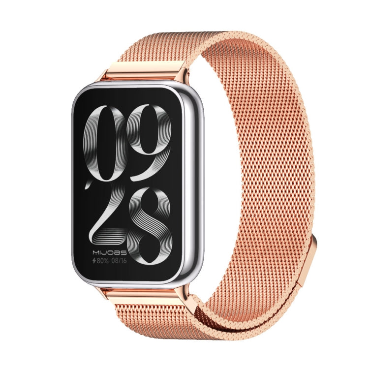 For Redmi Watch 6 / 5 / Xiaomi Band 9 Pro Mijobs Milan Magnetic Stainless Steel Watch Band(Rose Gold)