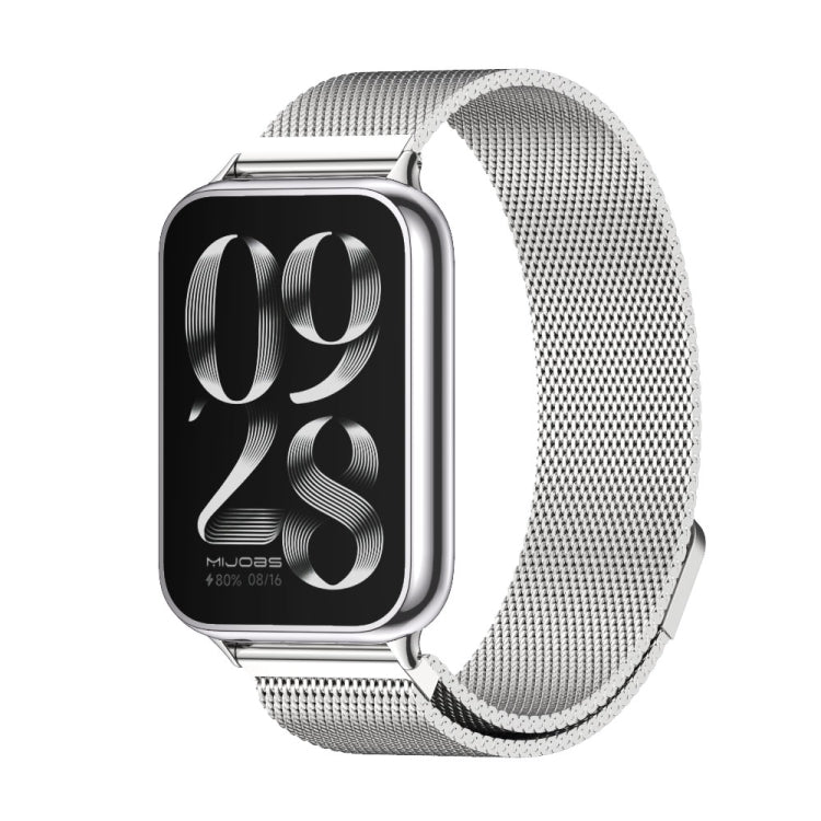 For Redmi Watch 6 / 5 / Xiaomi Band 9 Pro Mijobs Milan Magnetic Stainless Steel Watch Band(Silver)