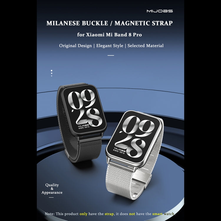 For Redmi Watch 6 / 5 / Xiaomi Band 9 Pro Mijobs Milan Magnetic Stainless Steel Watch Band(Black)