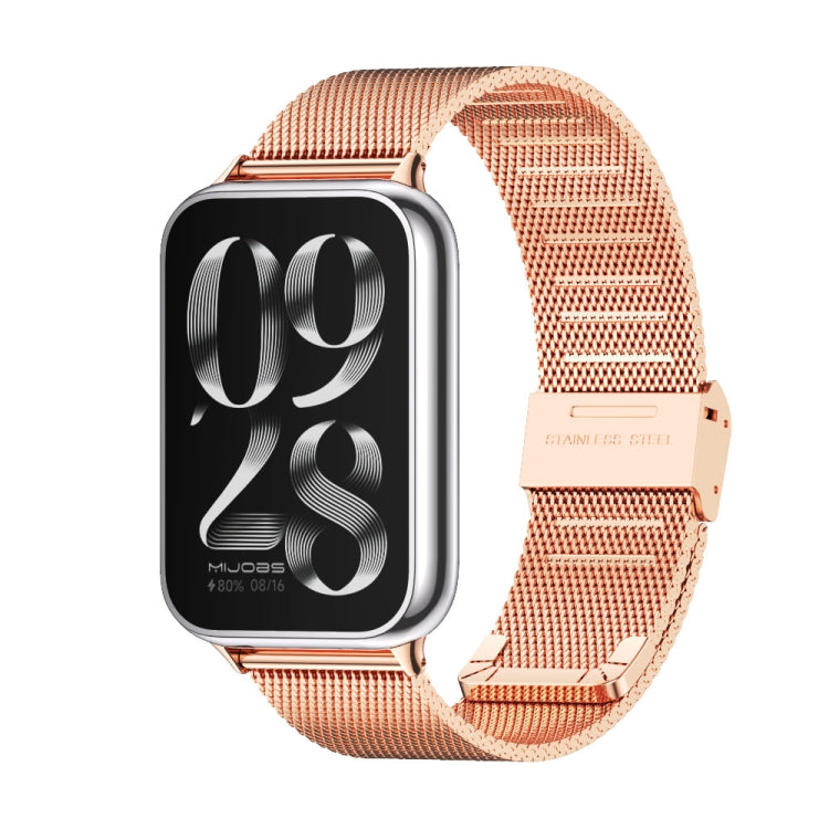 For Redmi Watch 6 / 5 / Xiaomi Band 9 Pro Mijobs Milan Buckle Stainless Steel Watch Band(Rose Gold)