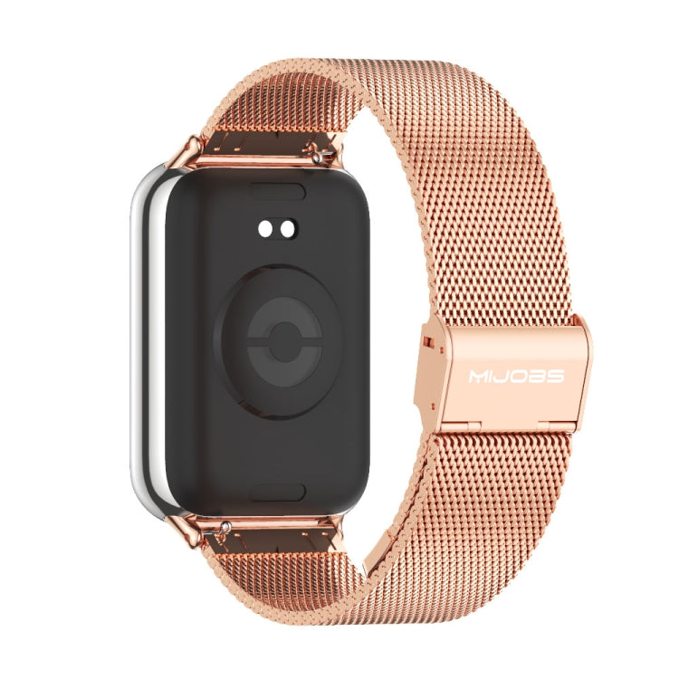 For Redmi Watch 6 / 5 / Xiaomi Band 9 Pro Mijobs Milan Buckle Stainless Steel Watch Band(Rose Gold)