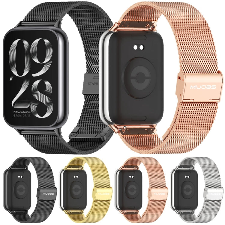For Redmi Watch 6 / 5 / Xiaomi Band 9 Pro Mijobs Milan Buckle Stainless Steel Watch Band(Rose Gold)