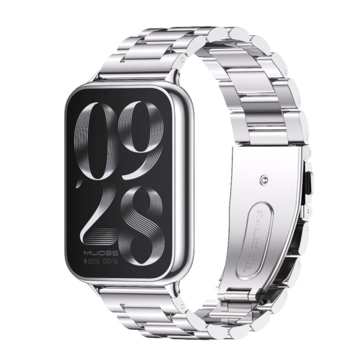For Redmi Watch 6 / 5 / Xiaomi Band 9 Pro Mijobs Three Beads Stainless Steel Watch Band(Silver)