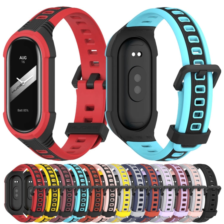 For Xiaomi Mi Band 8 MIJOBS Unibody Two Color Silicone Watch Band(Pink Grey)