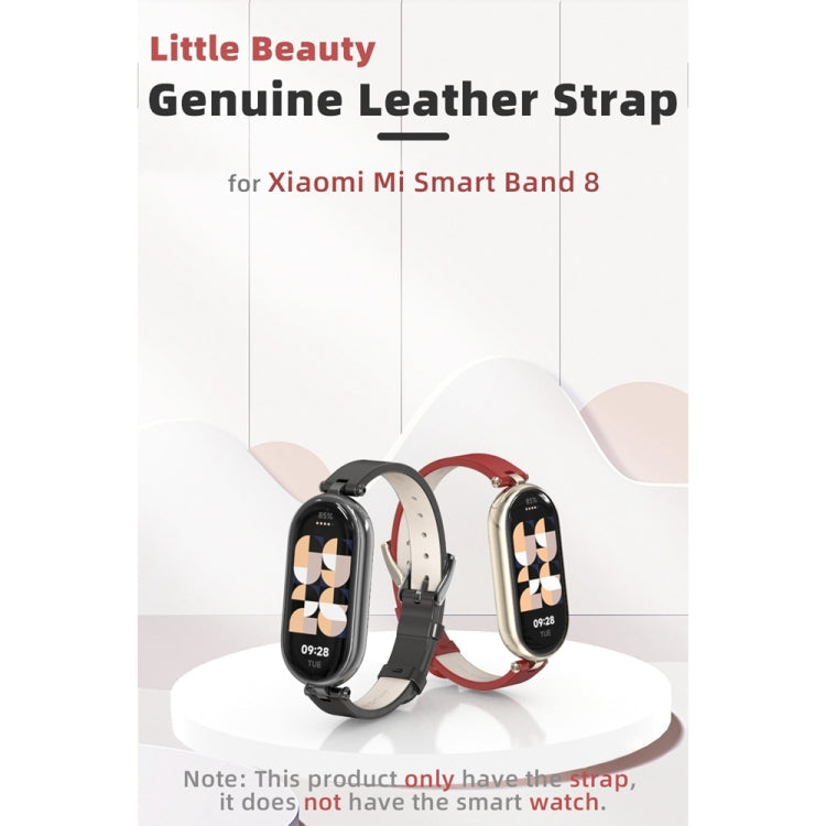 For Xiaomi Smart Band 10 / 9 / 8 Mijobs First Layer Cowhide Watch Band(White Rose Gold)
