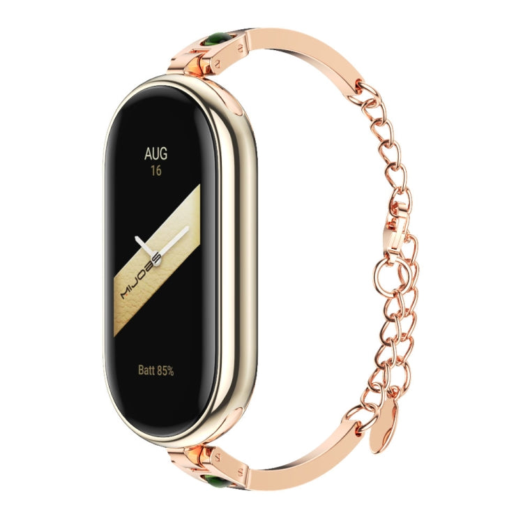 For Xiaomi Smart Band 10 / 9 / 8 Mijobs Ruyi Beauty Bracelet Watch Band(Rose Gold Green)