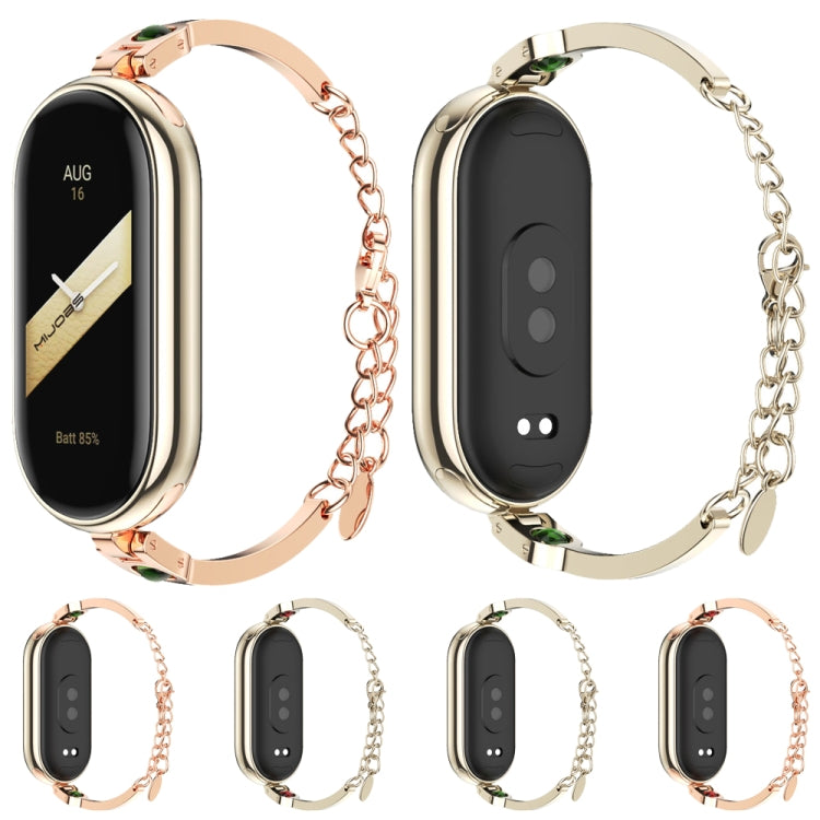 For Xiaomi Smart Band 10 / 9 / 8 Mijobs Ruyi Beauty Bracelet Watch Band(Rose Gold Green)