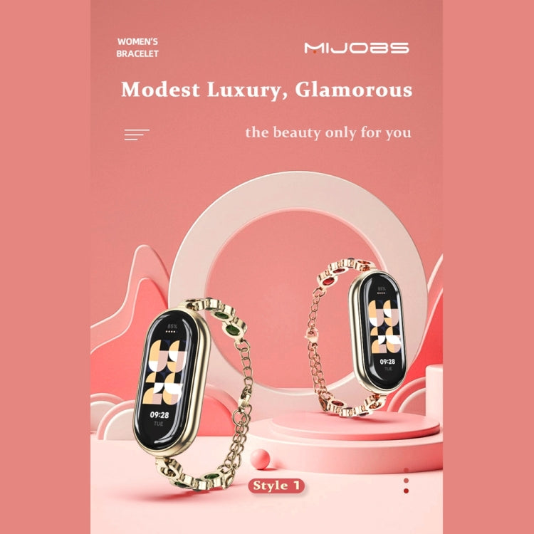 For Xiaomi Smart Band 10 / 9 / 8 Mijobs Mermaid Beauty Bracelet Watch Band(Light Gold Red)