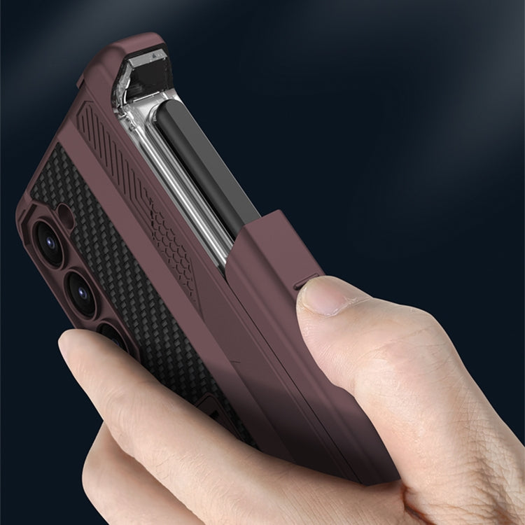 For Samsung Galaxy Z Fold5 GKK Integrated Folding Mech Shell PC Phone Case with Slide Pen Box(Wine Red)