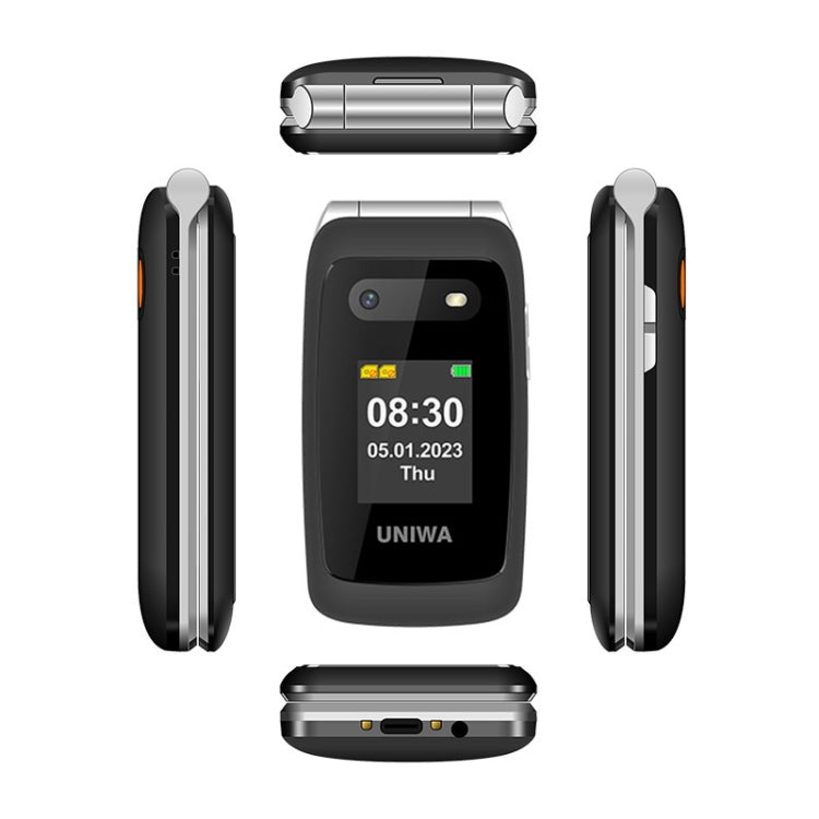 UNIWA V202T 4G Flip Style Phone, 2.4 inch Unisoc T107 Cat.1, SOS, FM, Dual SIM Cards, 21 Keys(Red)