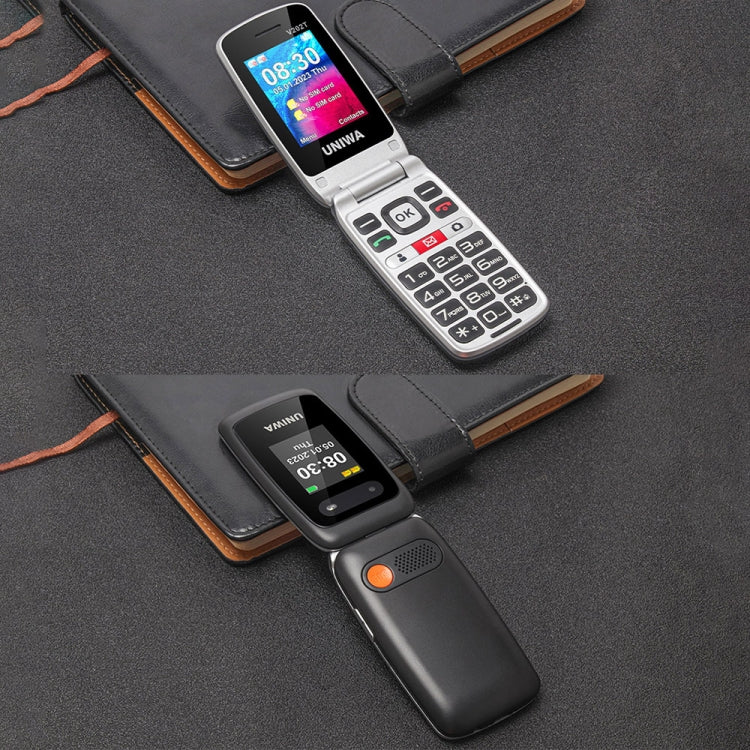 UNIWA V202T 4G Flip Style Phone, 2.4 inch Unisoc T107 Cat.1, SOS, FM, Dual SIM Cards, 21 Keys(Black)