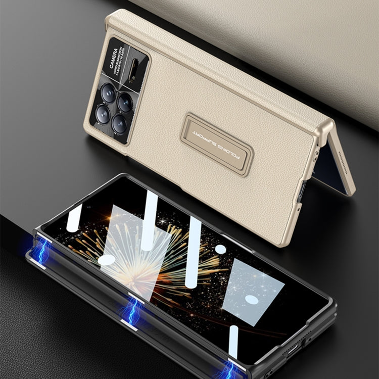 For Xiaomi Mix Fold 3 GKK Magnetic Hinge Flip Leather Phone Case with Holder(Black)