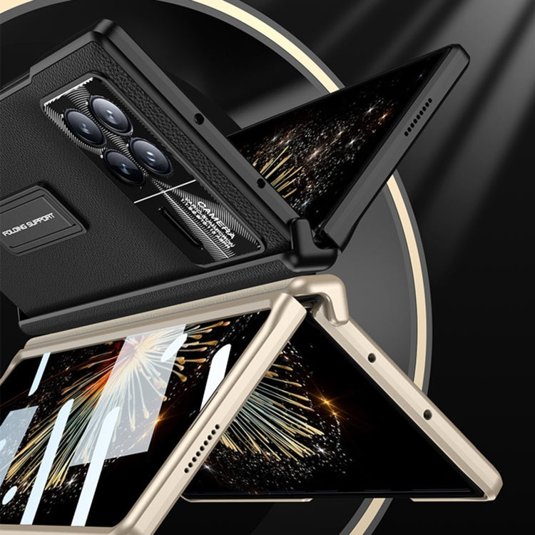For Xiaomi Mix Fold 3 GKK Magnetic Hinge Flip Leather Phone Case with Holder(Black)