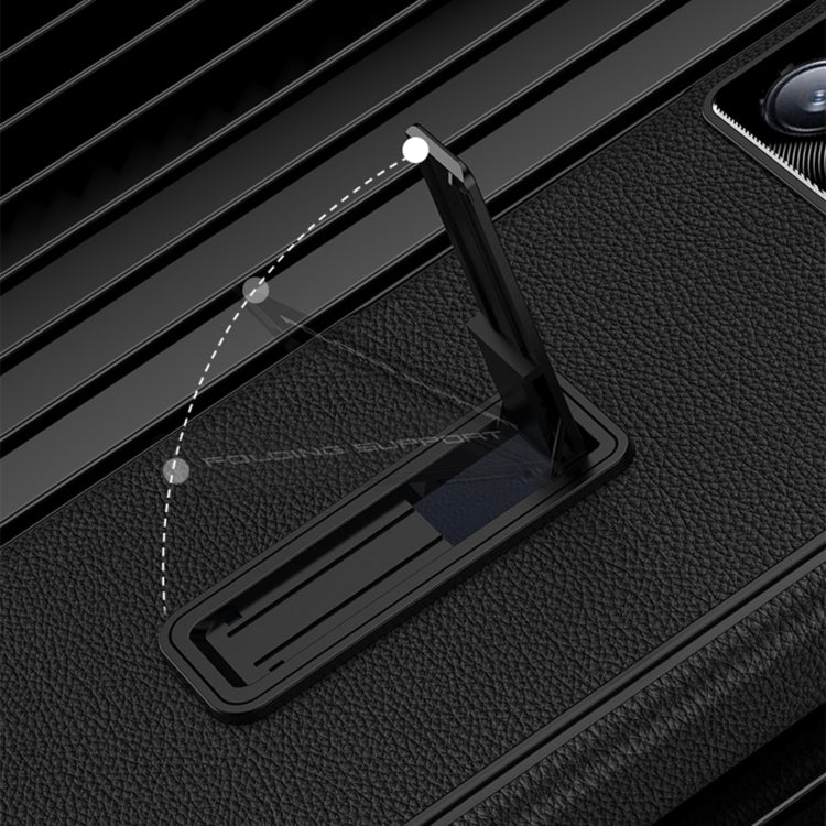 For Xiaomi Mix Fold 3 GKK Magnetic Hinge Flip Leather Phone Case with Holder(Black)