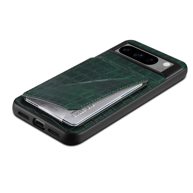 For Google Pixel 6a Denior Crocodile Texture Holder Electroplating Phone Case(Green)