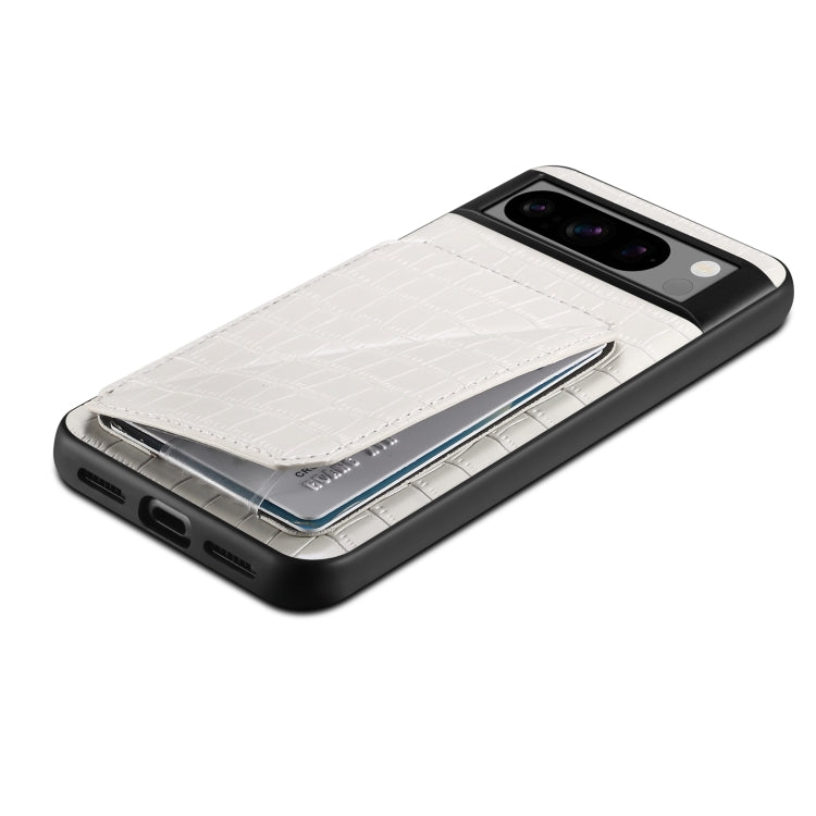For Google Pixel 6a Denior Crocodile Texture Holder Electroplating Phone Case(White)