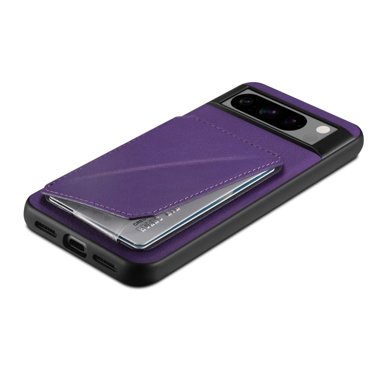 For Google Pixel 6 Denior Calf Texture Holder Electroplating Phone Case(Purple)