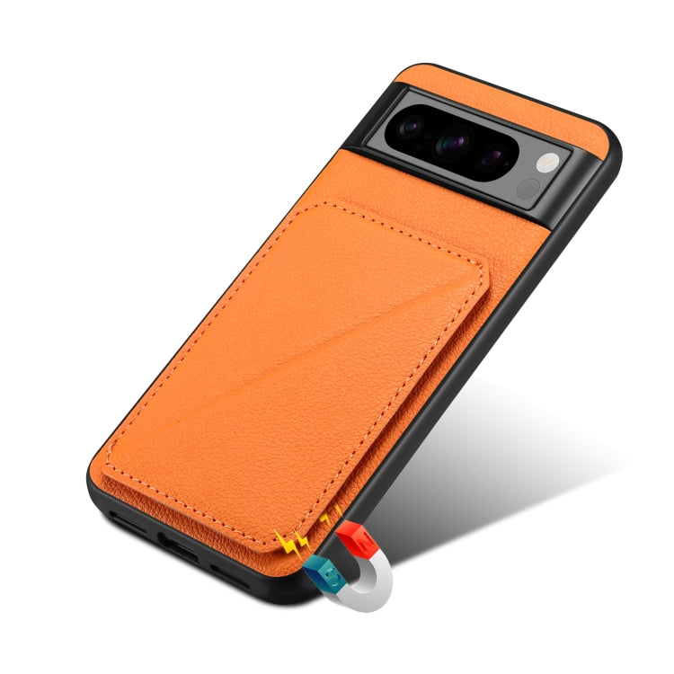 For Google Pixel 6 Pro Denior Calf Texture Holder Electroplating Phone Case(Orange)