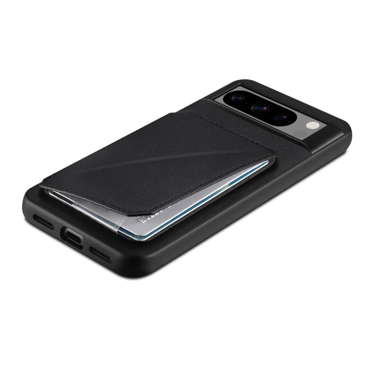 For Google Pixel 6 Pro Denior Calf Texture Holder Electroplating Phone Case(Black)