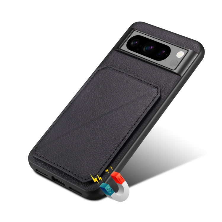 For Google Pixel 6 Pro Denior Calf Texture Holder Electroplating Phone Case(Black)