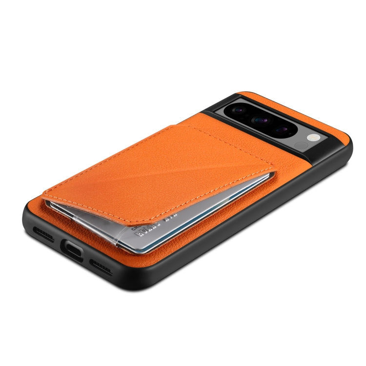 For Google Pixel 7 Pro Denior Calf Texture Holder Electroplating Phone Case(Orange)