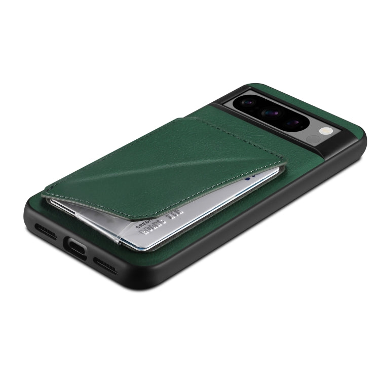 For Google Pixel 8 Denior Calf Texture Holder Electroplating Phone Case(Green)