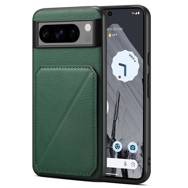 For Google Pixel 8 Pro Denior Calf Texture Holder Electroplating Phone Case(Green)