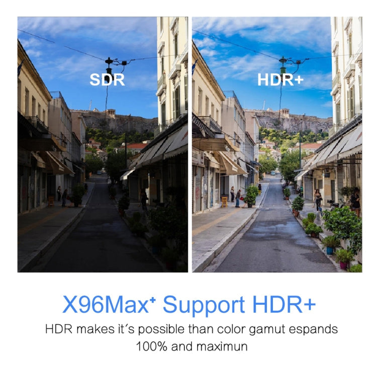 X96 max+ 4K Smart TV Box with Remote Control, Android 9.0, Amlogic S905X3 Quad-Core Cortex-A55,2GB+16GB, Support LAN, AV, 2.4G/5G WiFi, USBx2,TF Card,, EU Plug