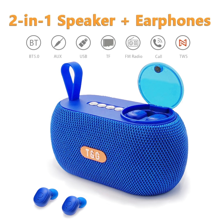 T&G TG810 2 in 1 Portable Outdoor Speaker + Mini Wireless Bluetooth Earphone(Red)