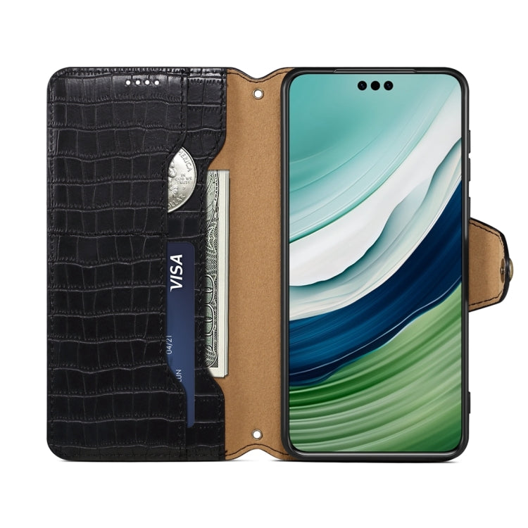 For Huawei Mate 60 Denior Crocodile Texture Oil Edge Leather Phone Case(Black)