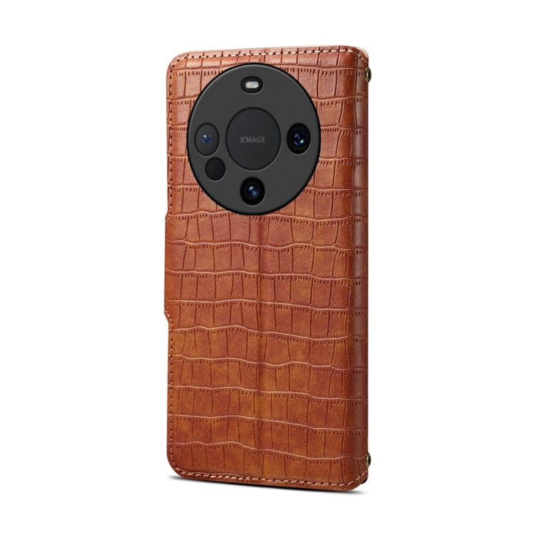 For Huawei Mate 60 Pro / Mate 60 Pro+ Denior Crocodile Texture Oil Edge Leather Phone Case(Brown)