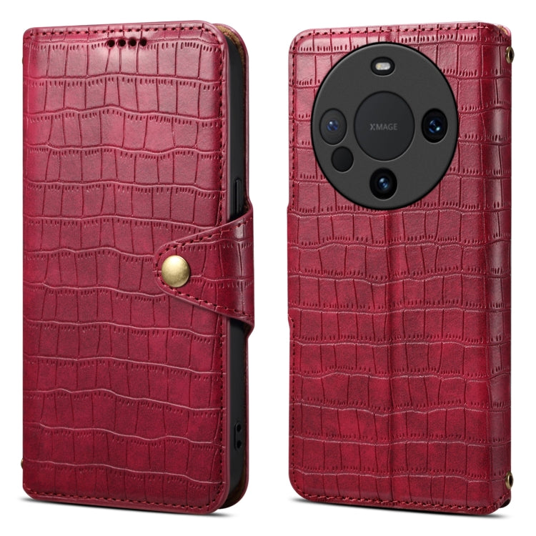 For Huawei Mate 60 Pro / Mate 60 Pro+ Denior Crocodile Texture Oil Edge Leather Phone Case(Rose Red)