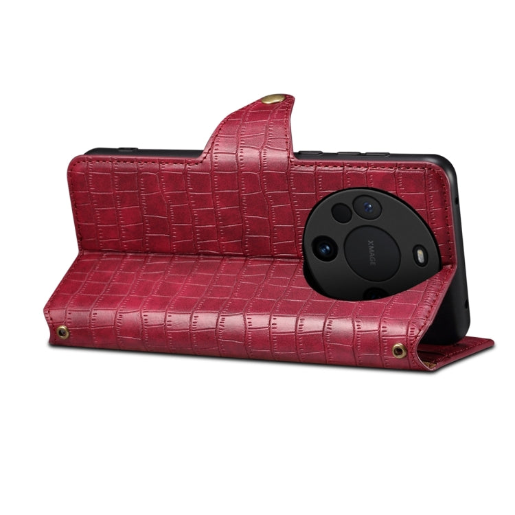 For Huawei Mate 60 Pro / Mate 60 Pro+ Denior Crocodile Texture Oil Edge Leather Phone Case(Rose Red)