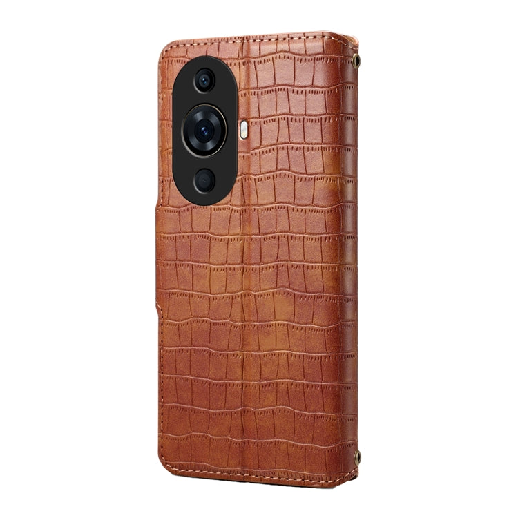 For Huawei nova 11 Pro Denior Crocodile Texture Oil Edge Leather Phone Case(Brown)